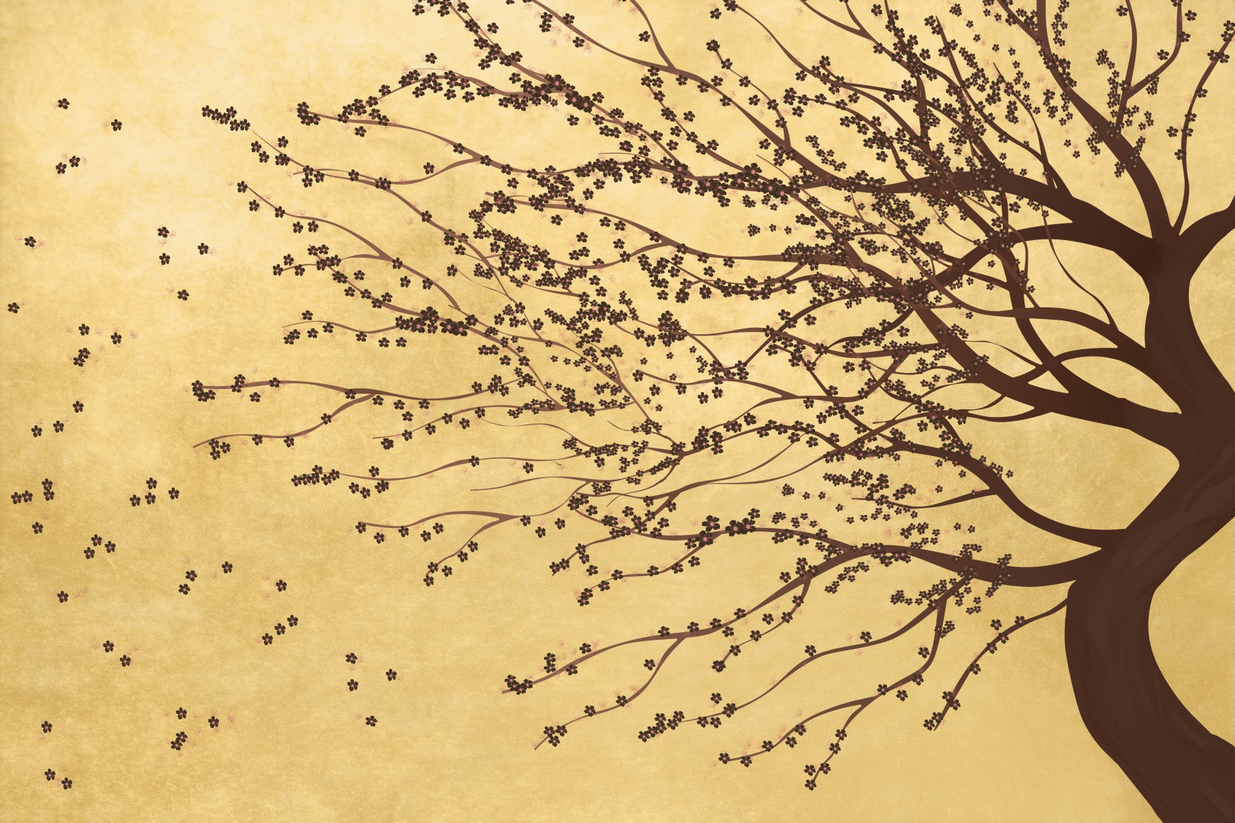 Golden Bloom Breeze Wall Mural in your room — zoomed