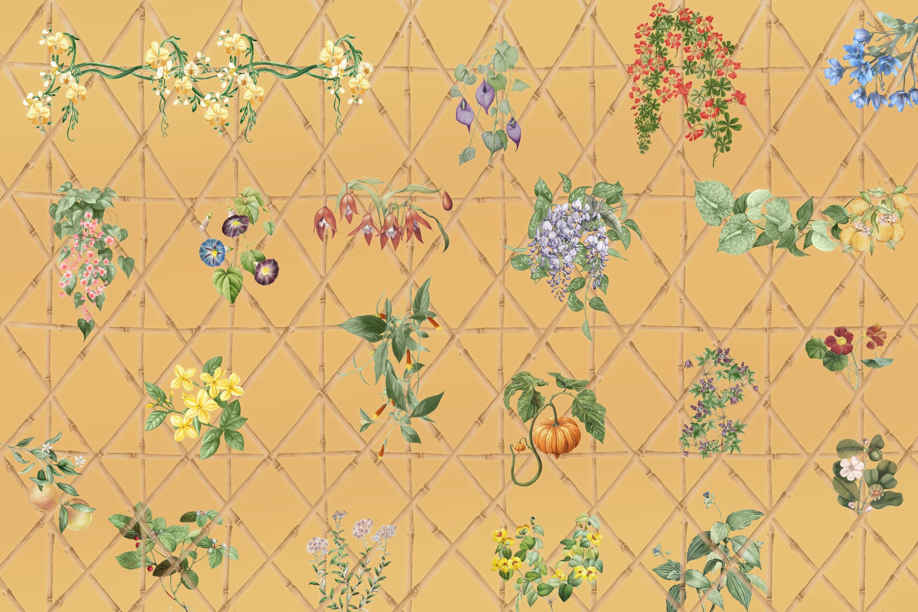 Botanical Lattice Wall Mural