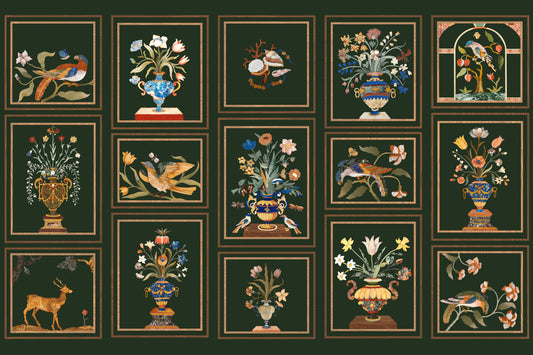 Floral & Fauna Panels Wall Mural