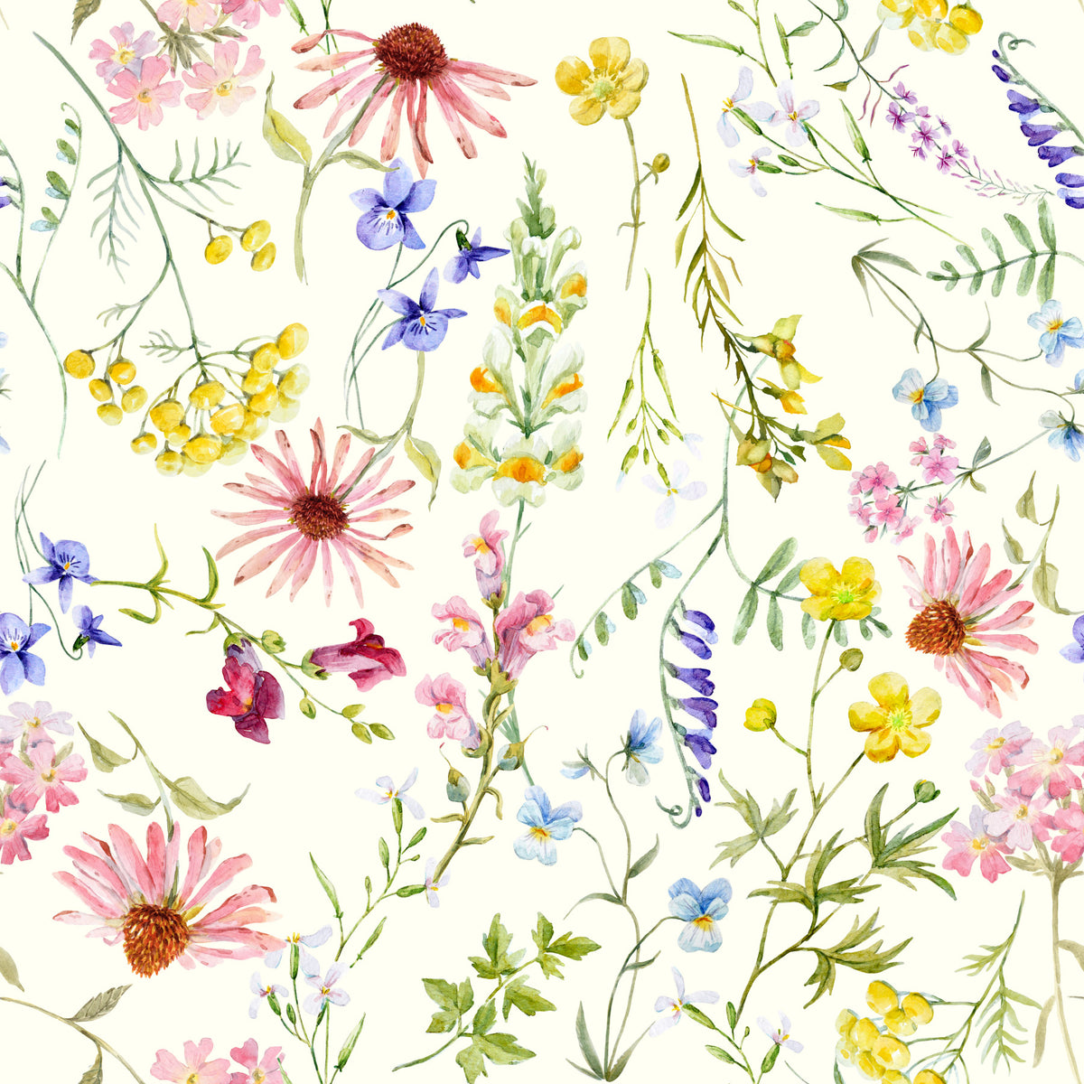 Blush Wildflower Meadow Wallpaper⁠ in your room — zoomed