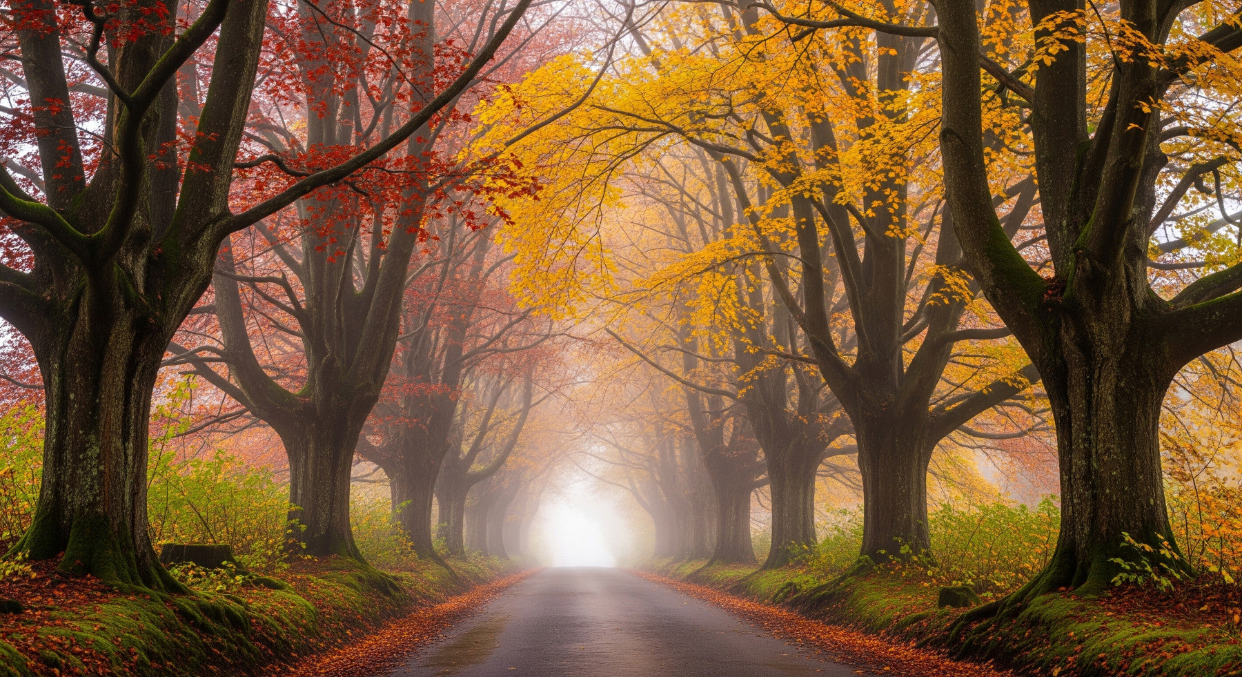 Ethereal Fall Road Wall Mural