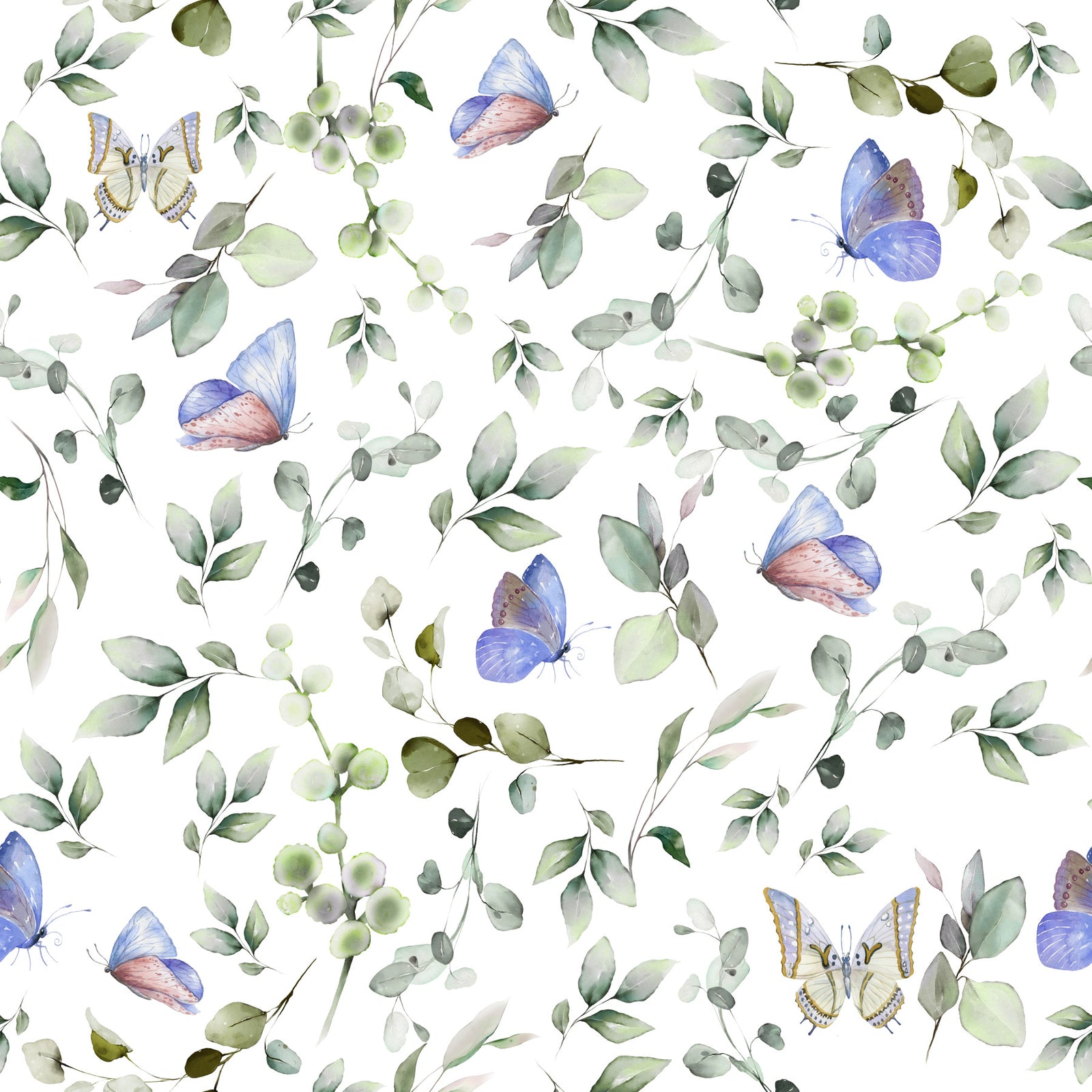 Blue Pastel Butterfly Garden Wallpaper⁠ in your room