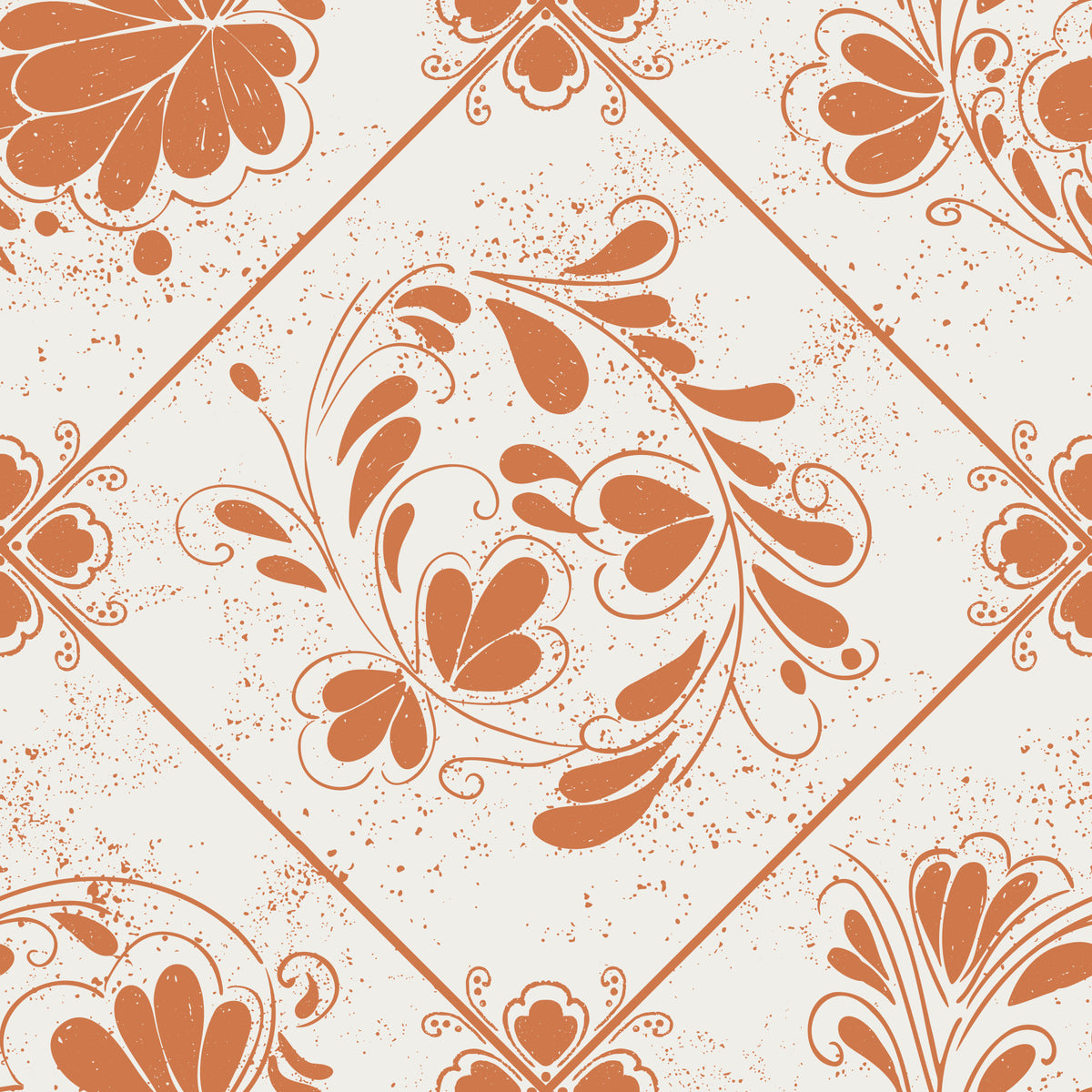Distressed Floral Squares Wallpaper⁠