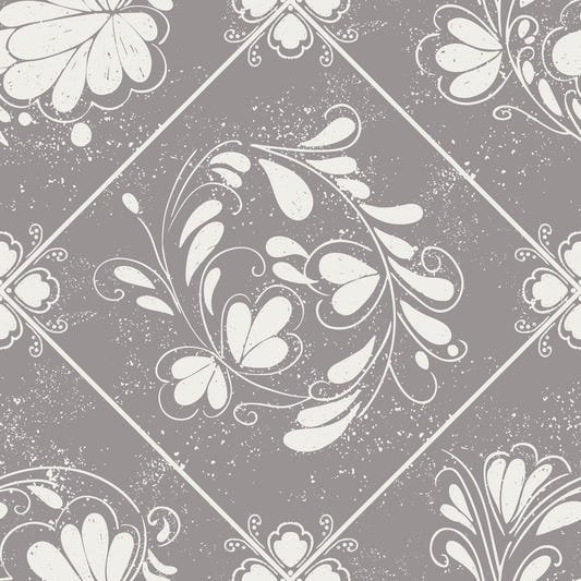 Distressed Floral Tiles Wallpaper⁠