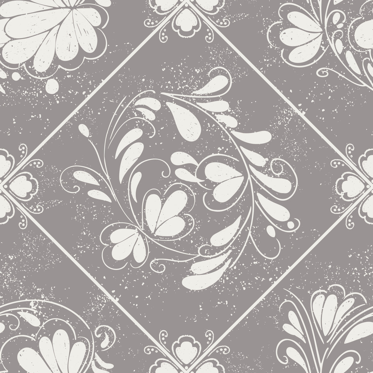 Distressed Floral Tiles Wallpaper⁠ in your room — zoomed