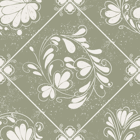 Distressed Diamond Flora Wallpaper⁠