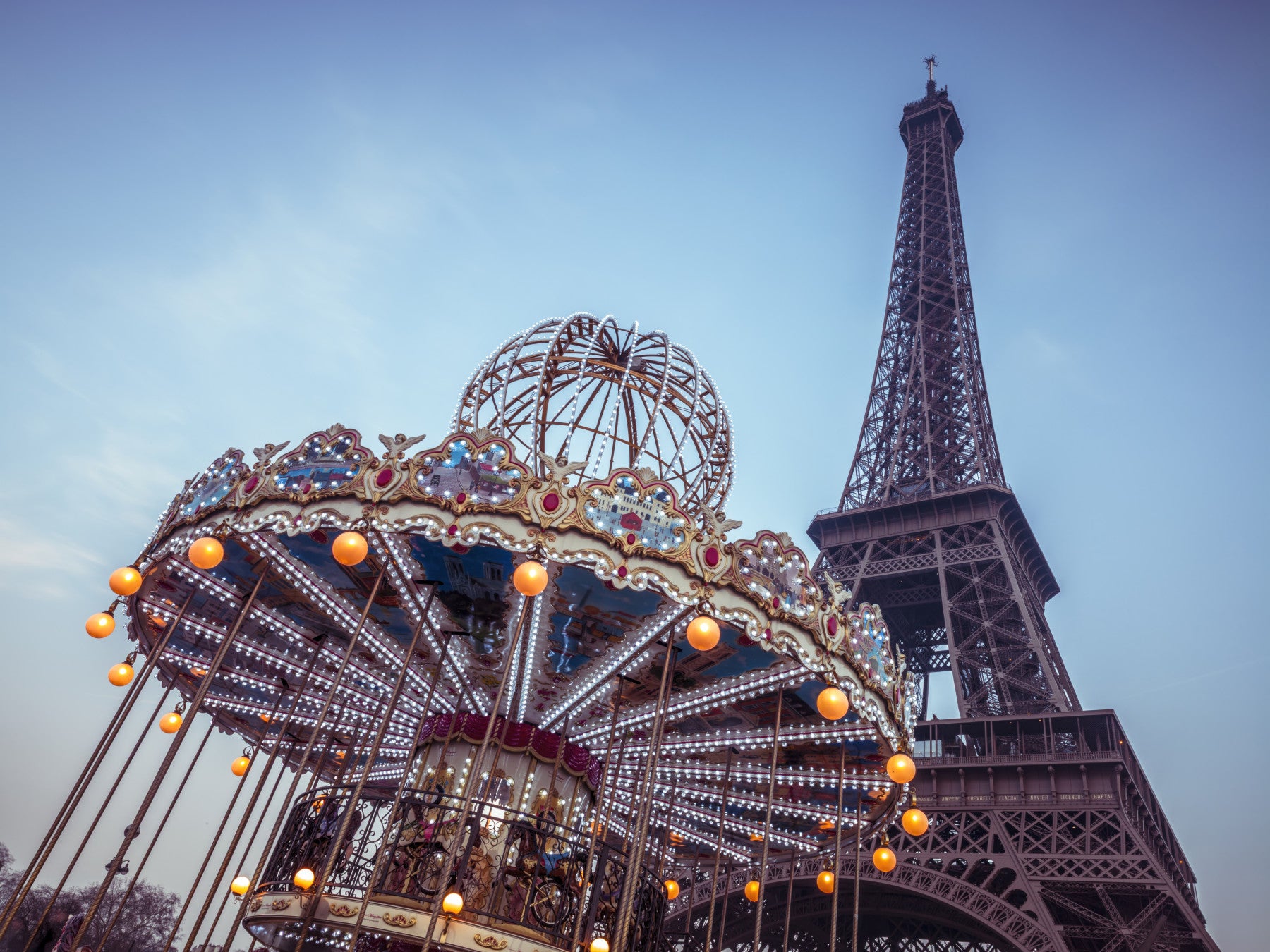 Carousel with the Eiffel Tower Wall Mural in your room — zoomed