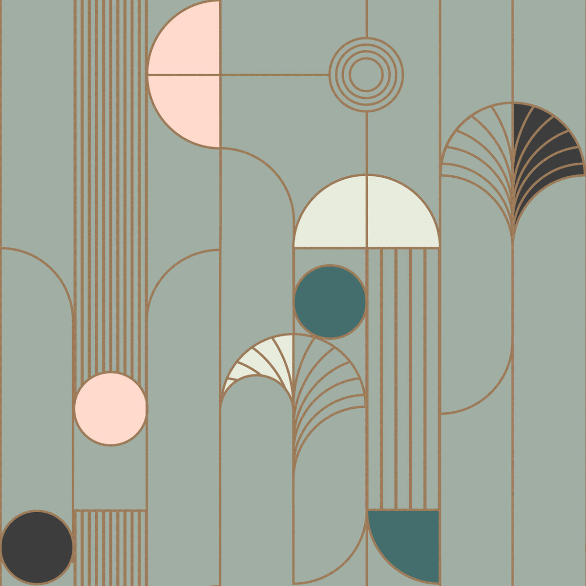 Art Deco Geometric Harmony Wallpaper⁠ in your room