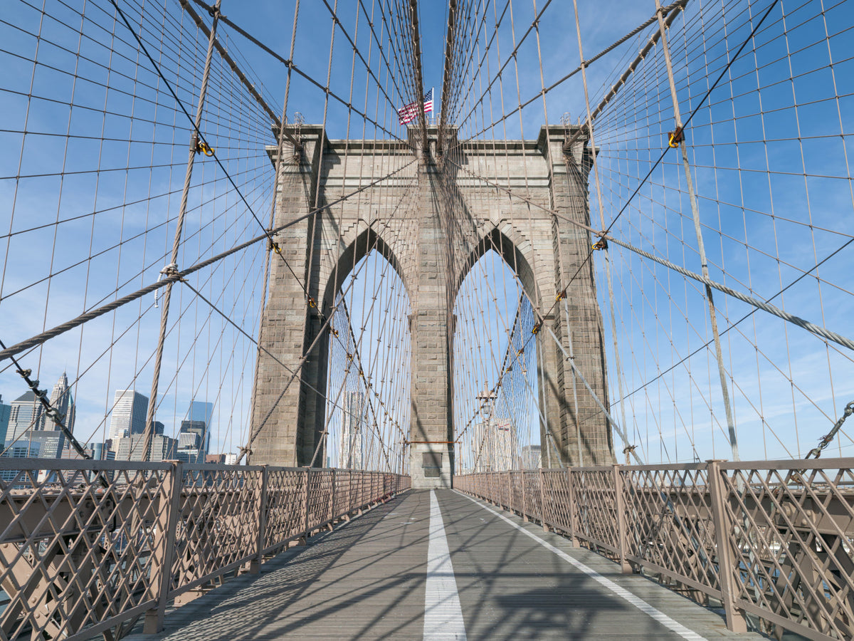 Strolling Across the Brooklyn Bridge Wall Mural in your room