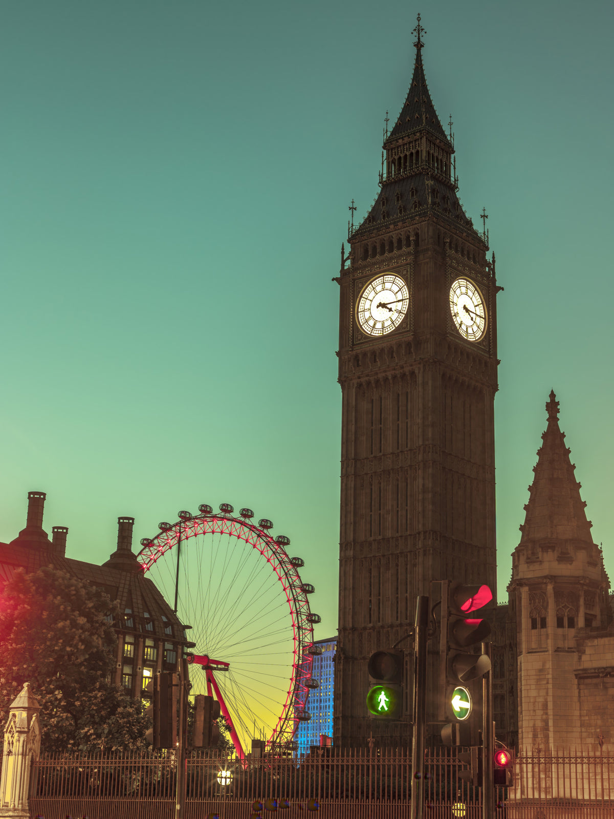 City Timepiece Wall Mural in your room — zoomed