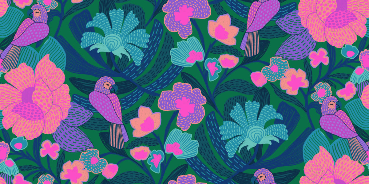 Parrot Bloom Wallpaper⁠ in your room — zoomed