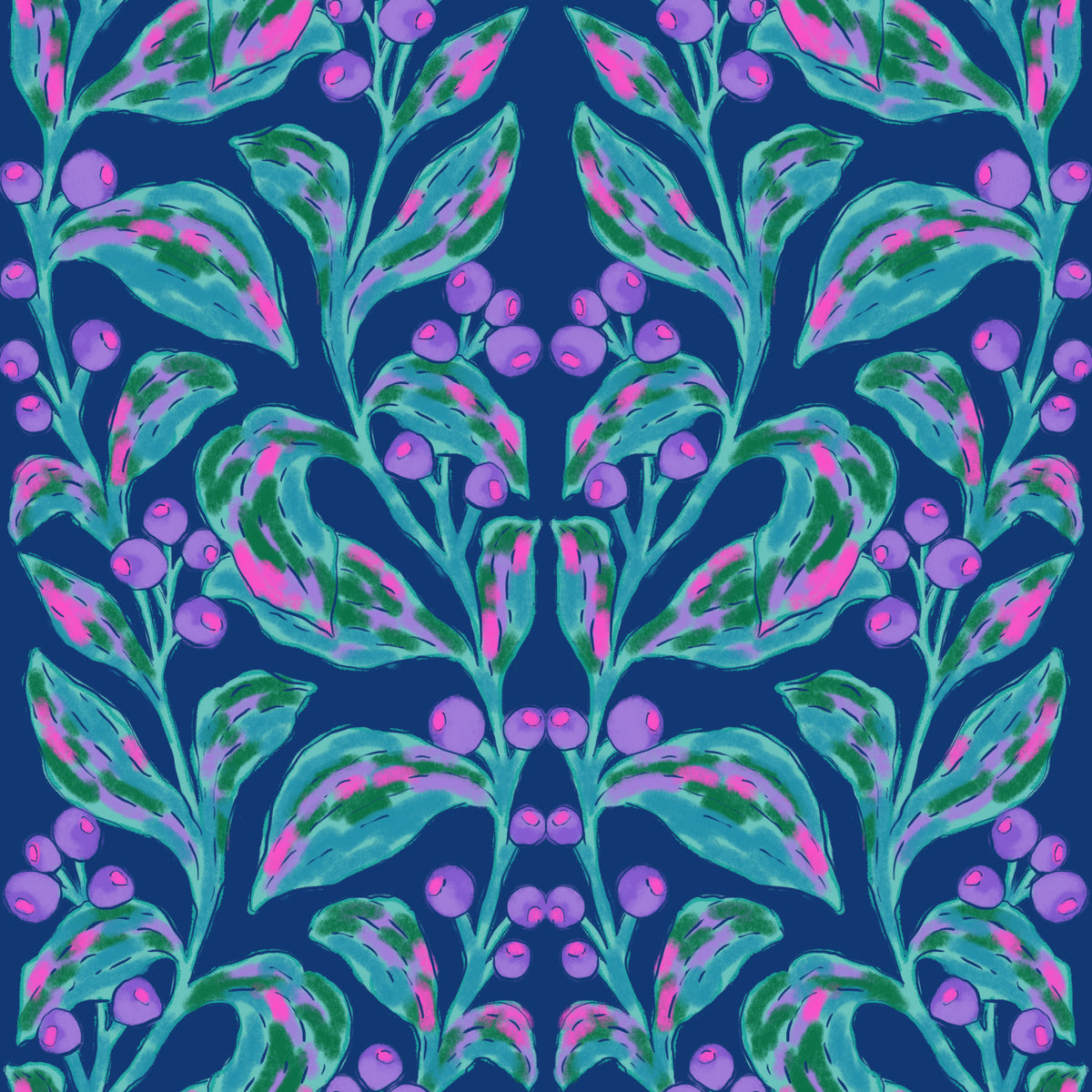 Indigo electric leaves Wallpaper⁠ in your room