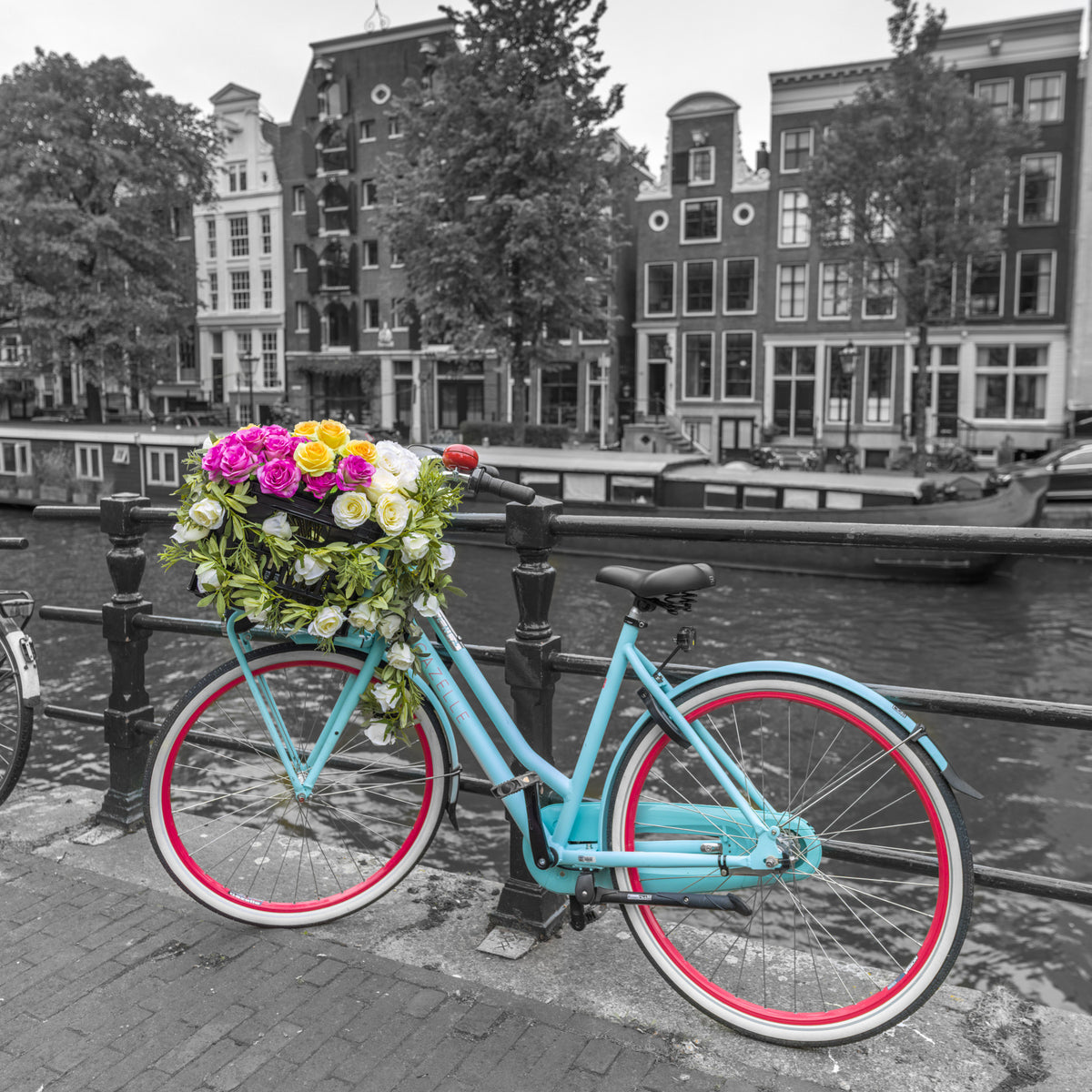 Floral Bicycle of Amsterdam Wall Mural in your room