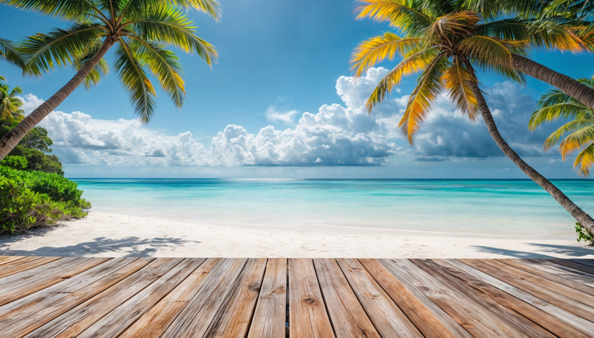 Tropical Beach View Wall Mural in your room