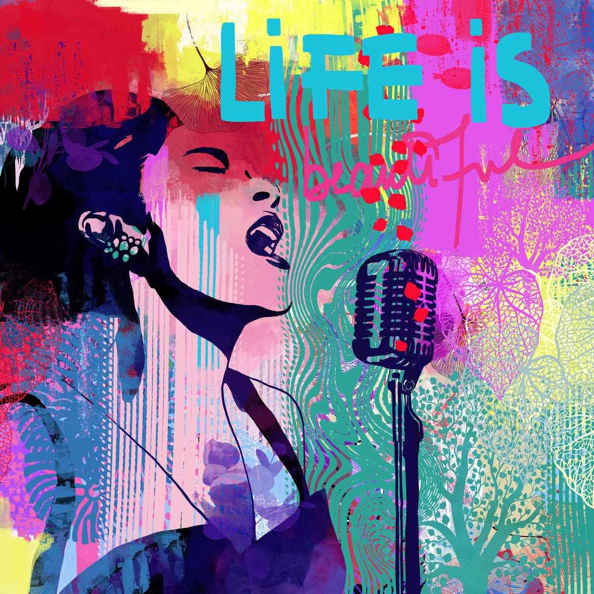 Sunday Blues Wall Mural in your room — zoomed