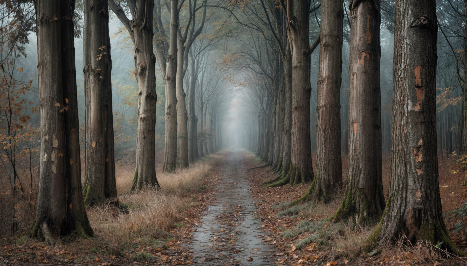Misty Forest Path Wall Mural
