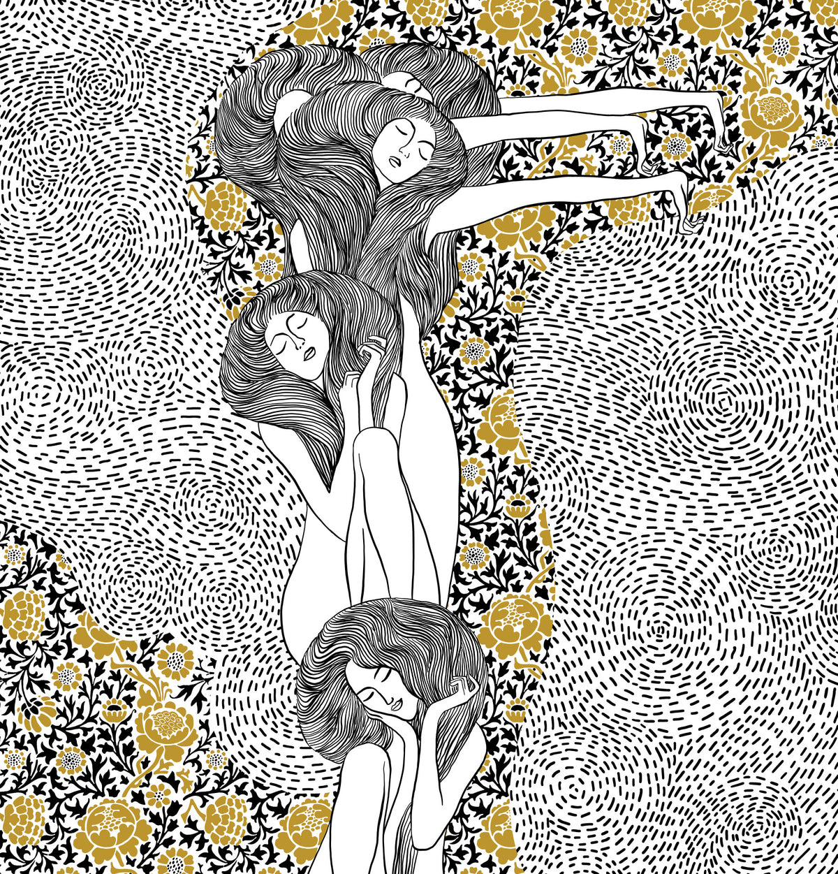 Golden Reverie Wall Mural in your room — zoomed