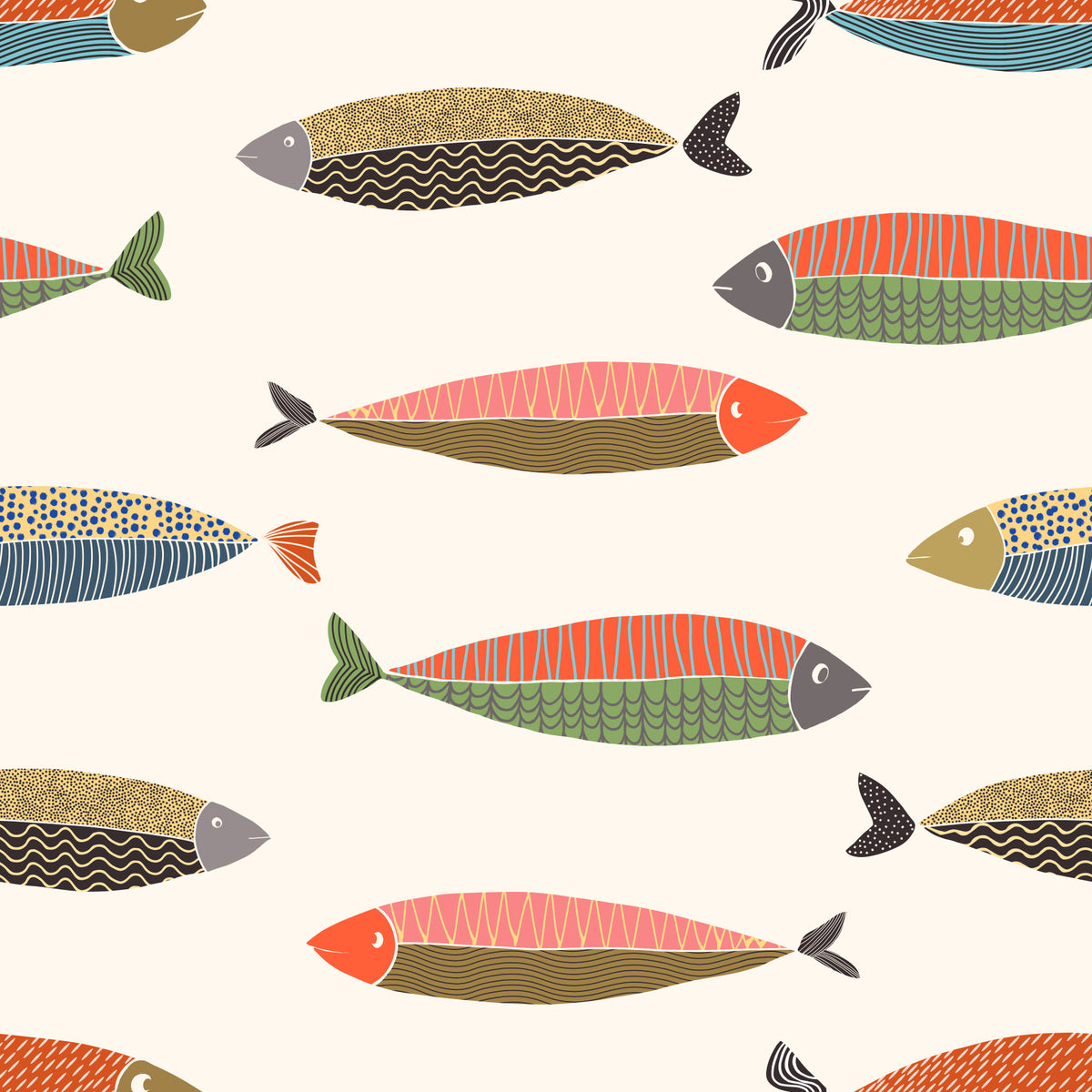 Colorful Fish Parade Wallpaper⁠ in your room — zoomed