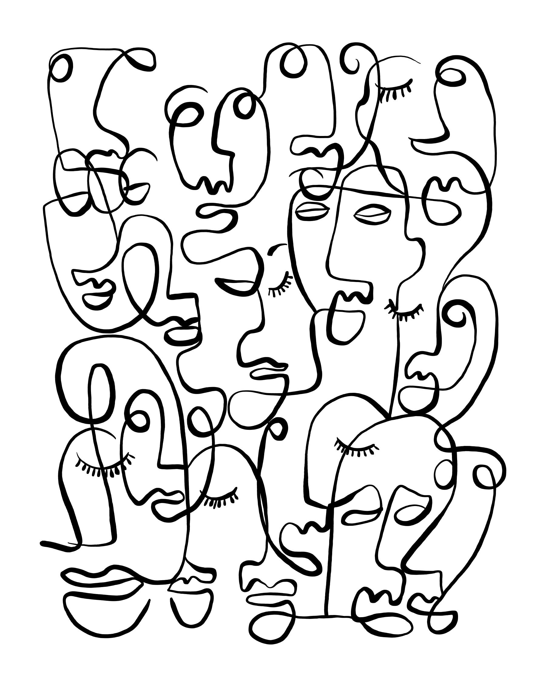 Abstract Portraits Wall Mural in your room — zoomed