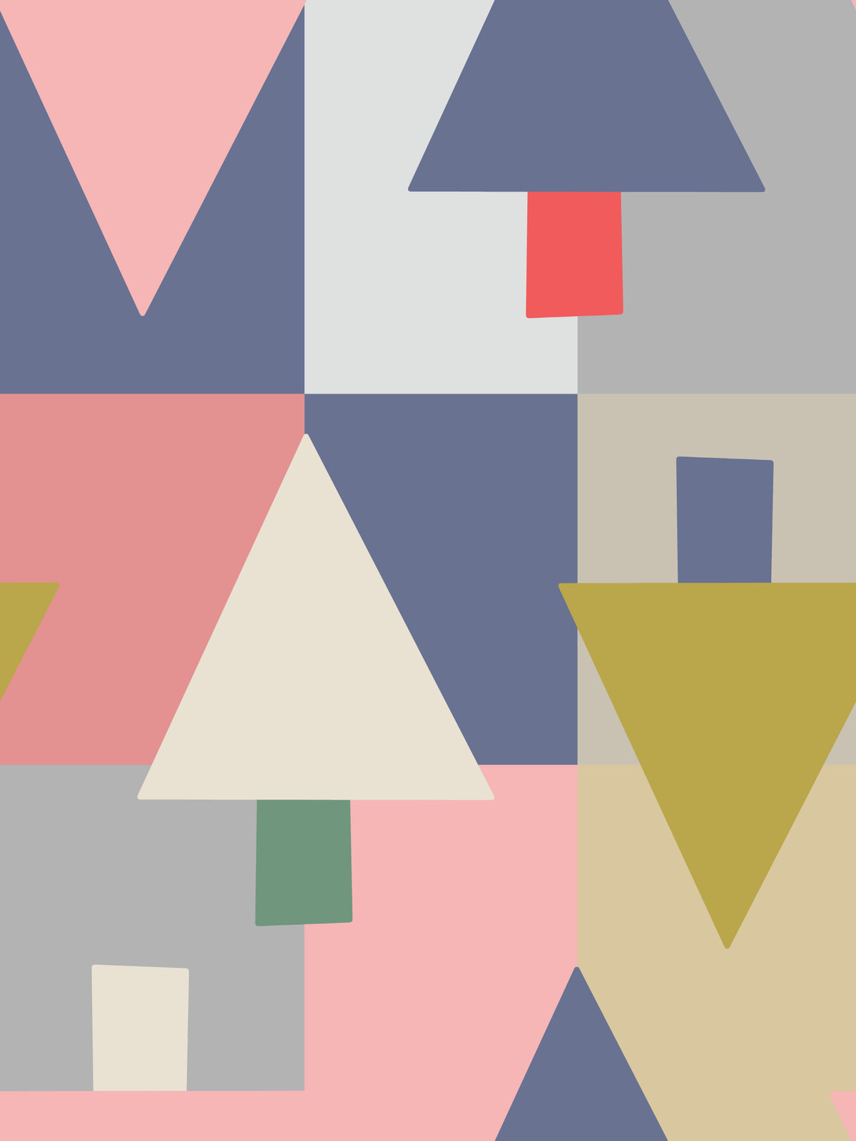 Geometric Forest Harmony Wallpaper⁠ in your room — zoomed