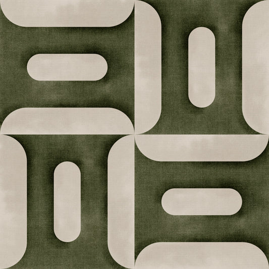 Modern Textured Geometries Olive Wallpaper⁠