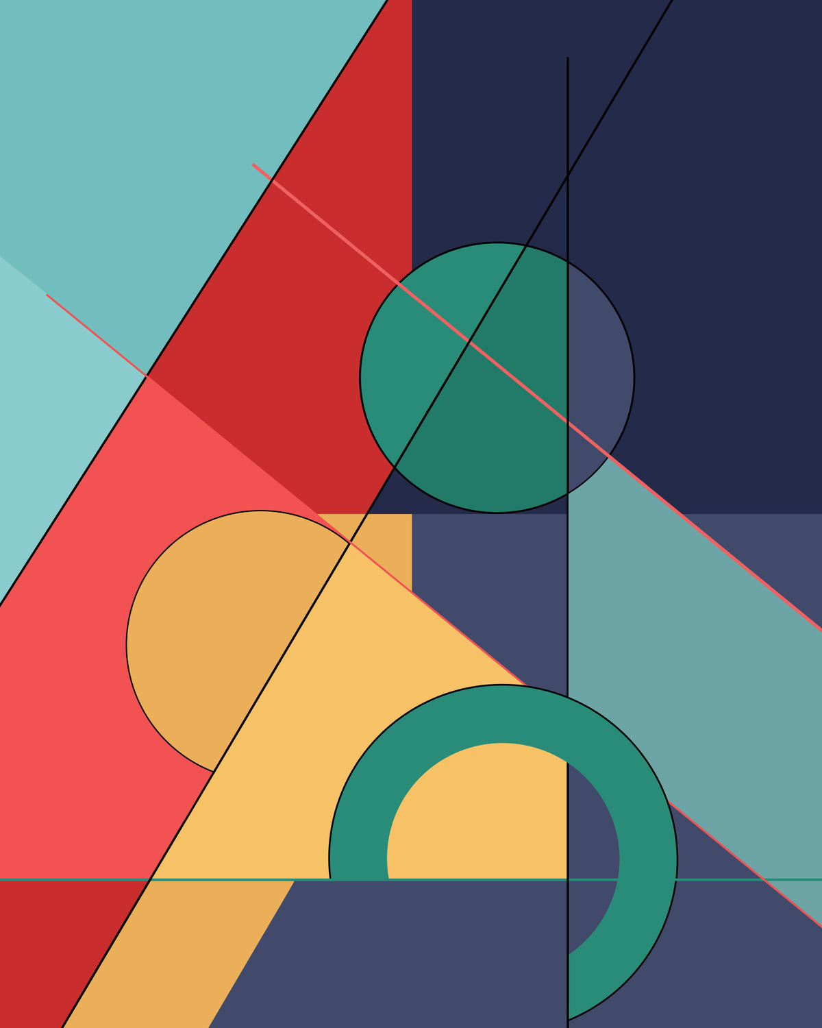 Bold Bauhaus Wall Mural in your room — zoomed