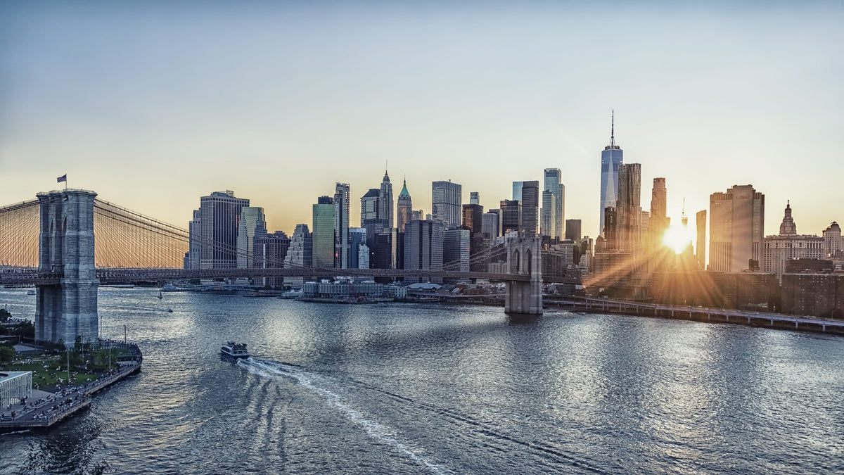 NYC Skyline at Dawn Wall Mural in your room — zoomed