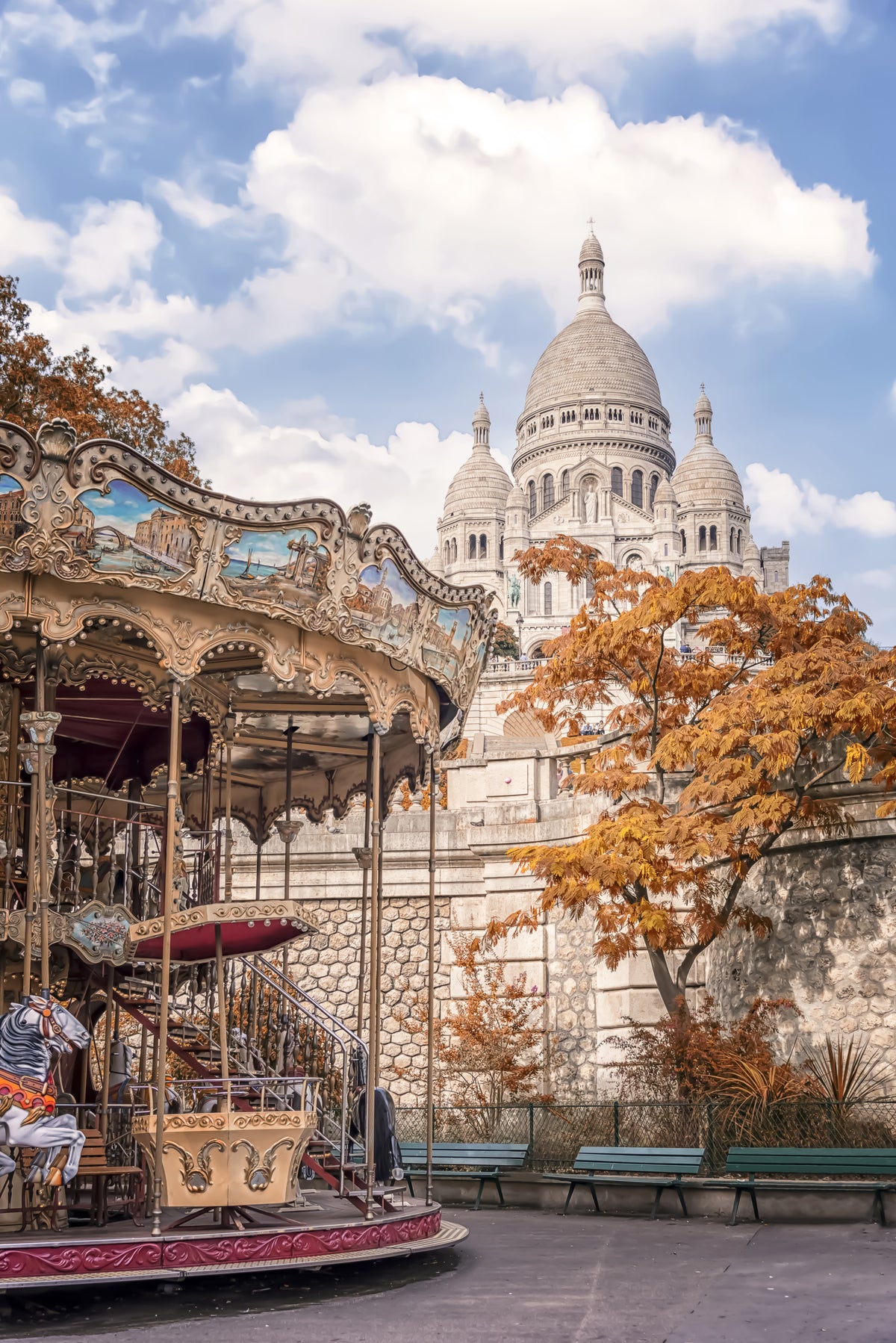 Sacre-Coeur Carousel Wall Mural in your room — zoomed