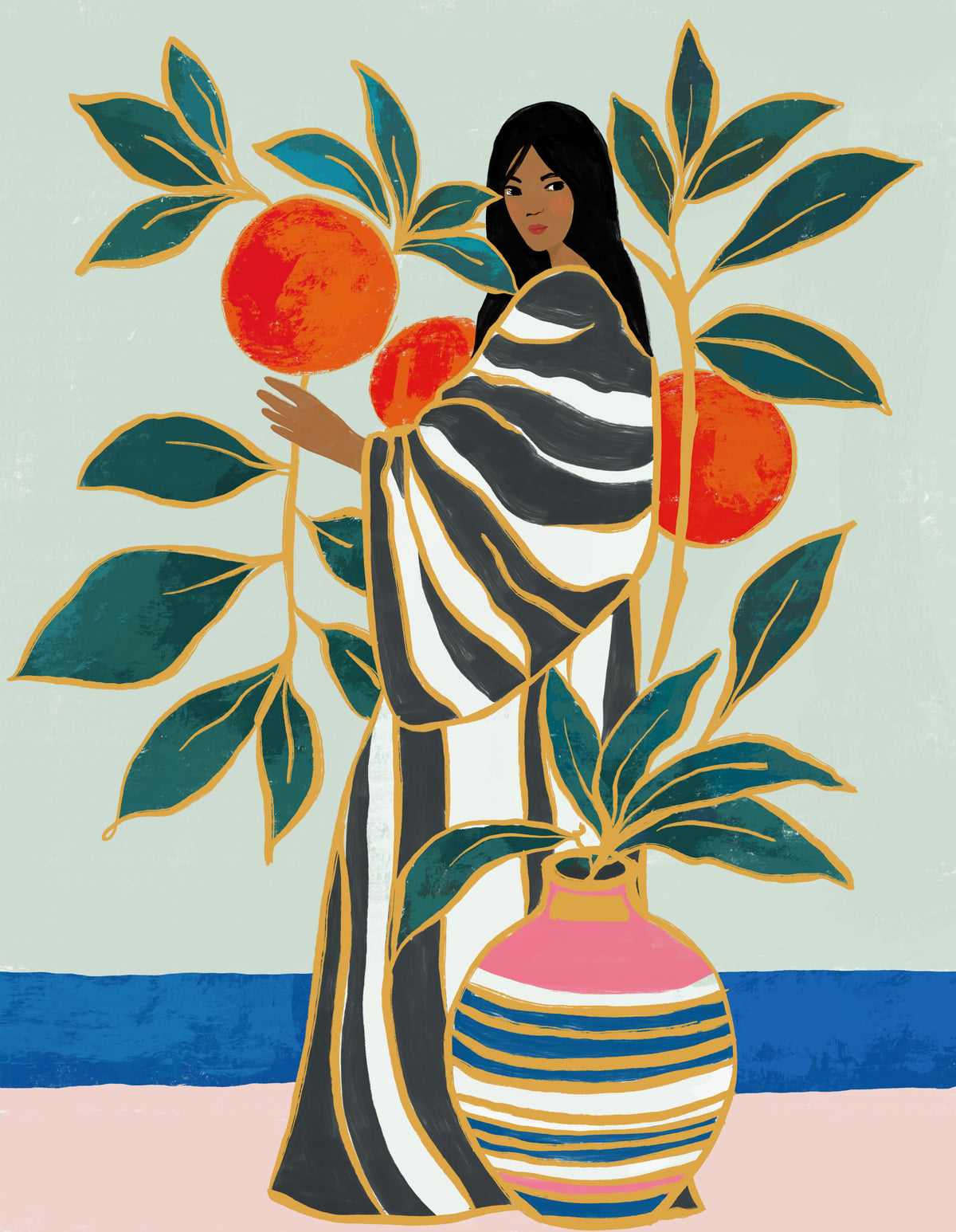 The Keeper of Oranges Wall Mural in your room — zoomed