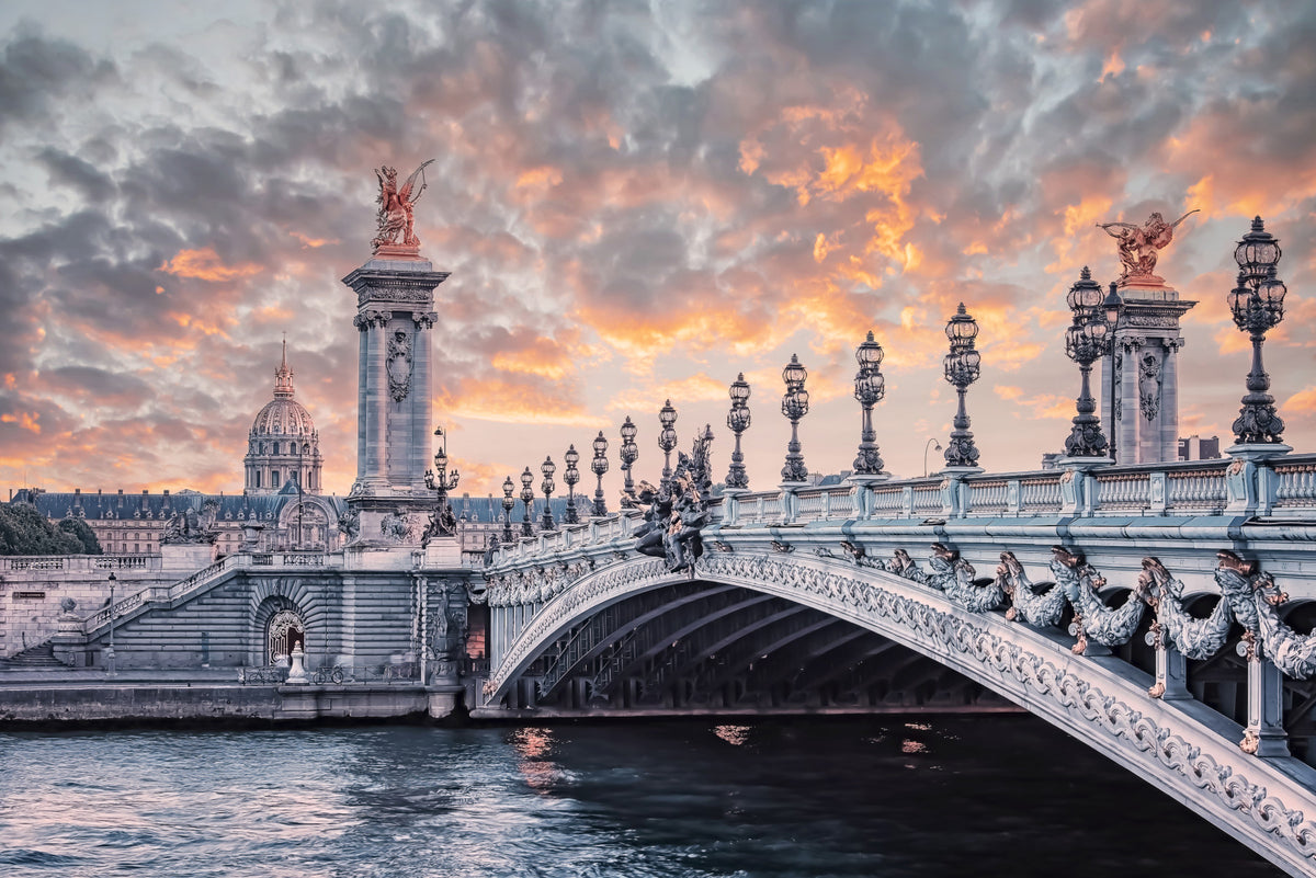 Parisian Bridge Sunset Wall Mural in your room