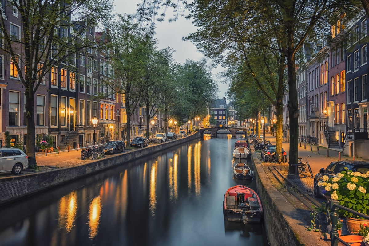 Amsterdam Canal Lights Wall Mural