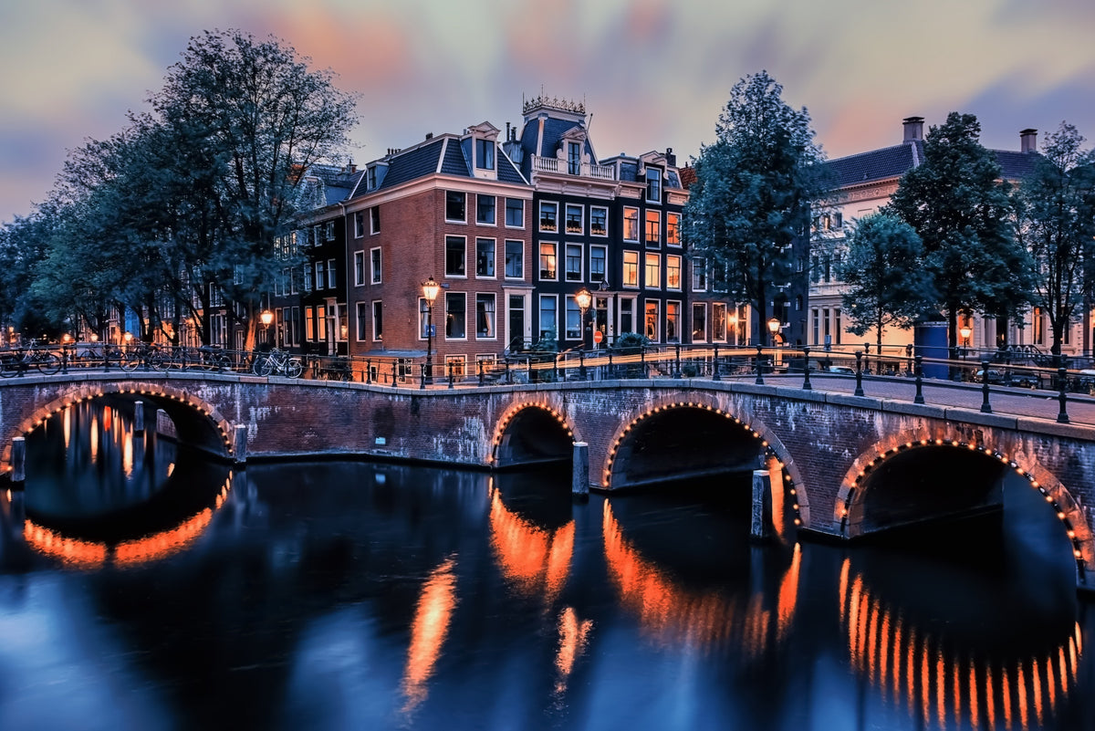 Amsterdam Twilight Wall Mural in your room — zoomed