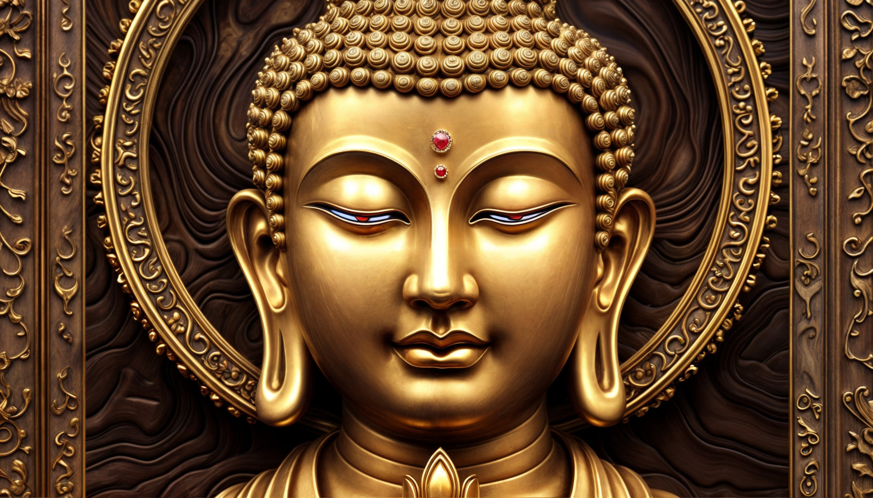 Serene Gold Buddha Wall Mural