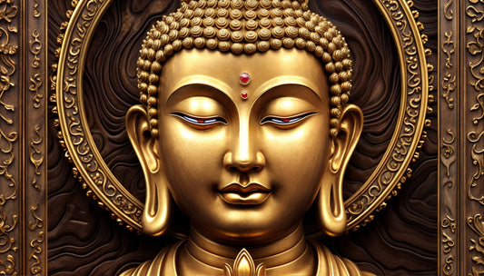 Serene Gold Buddha Wall Mural