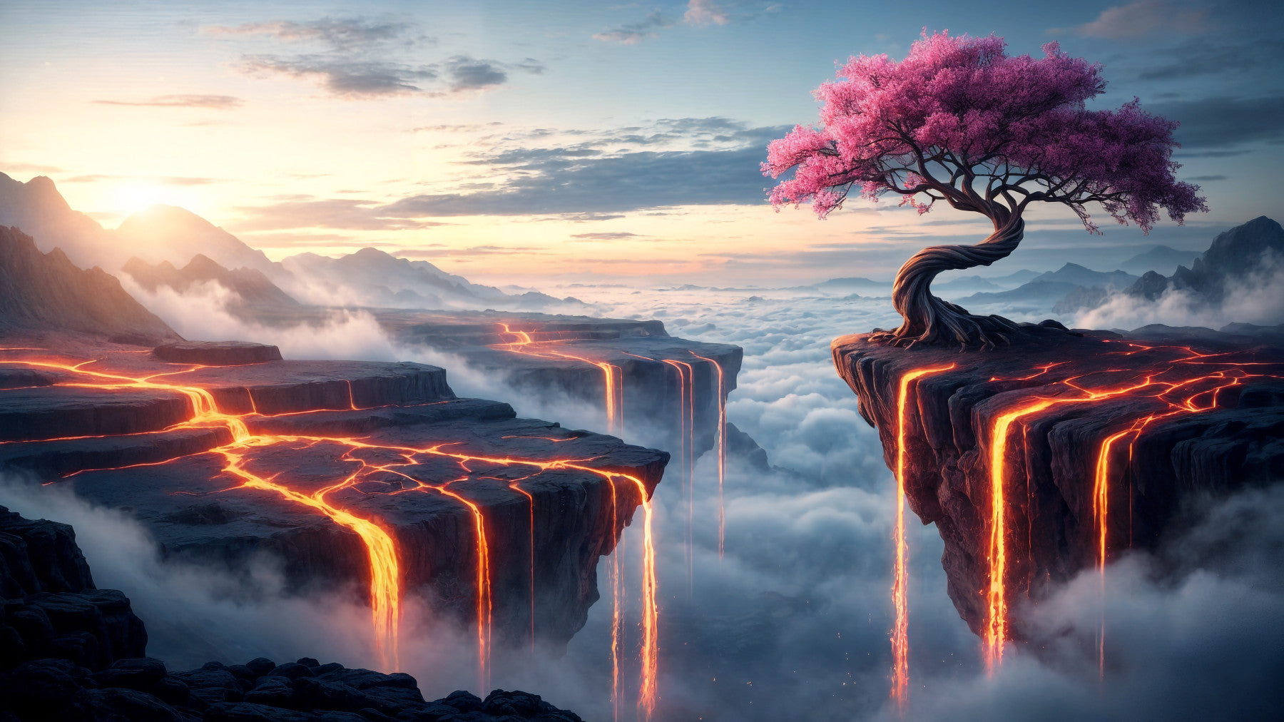 Ethereal Bloomscape Wall Mural in your room — zoomed