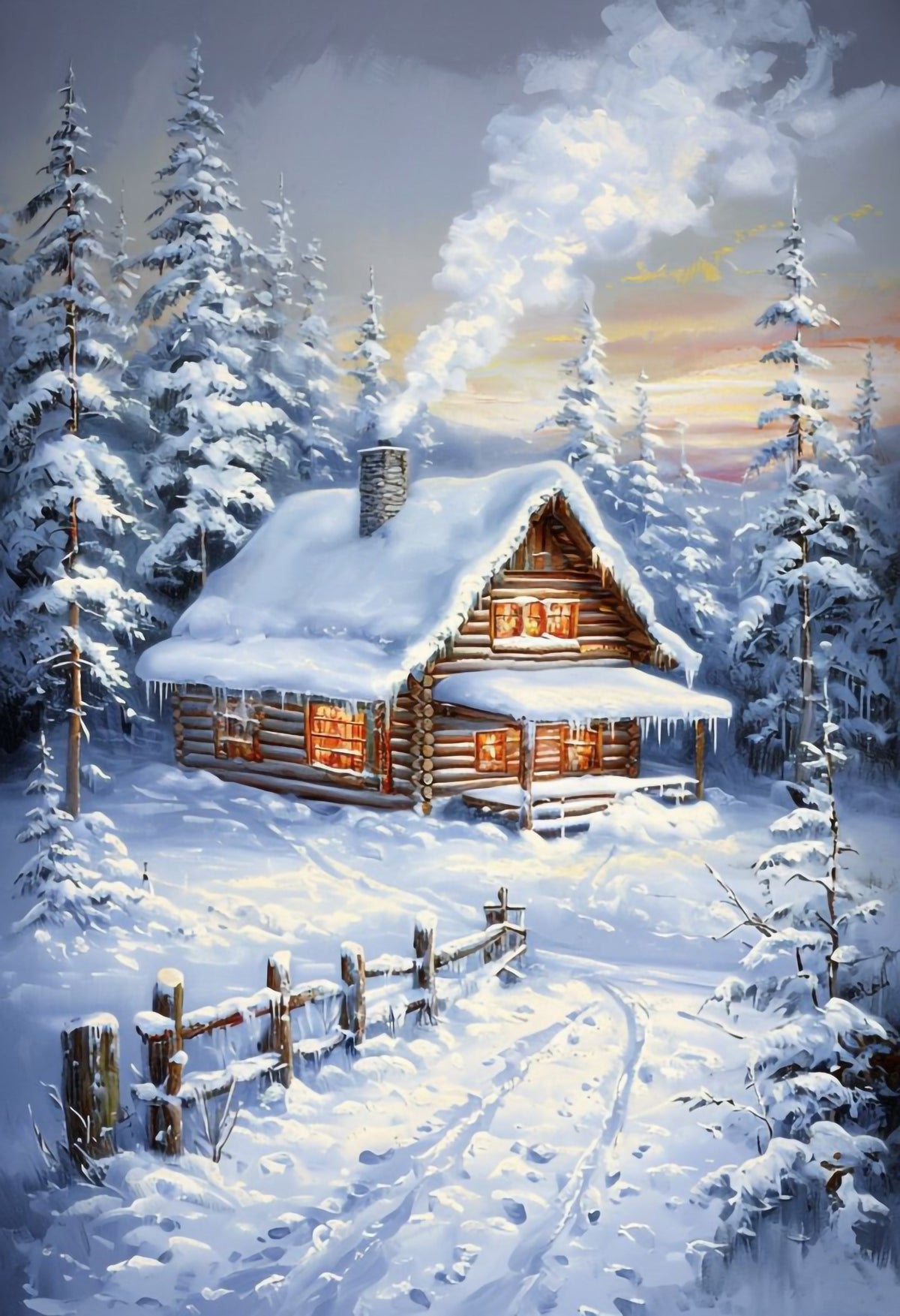 Winter Cabin Retreat Wall Mural in your room