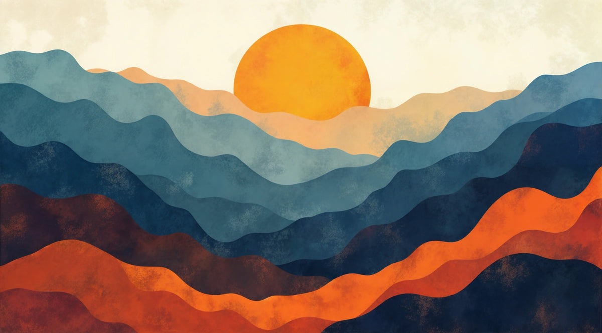 Layered Horizon Wall Mural in your room — zoomed