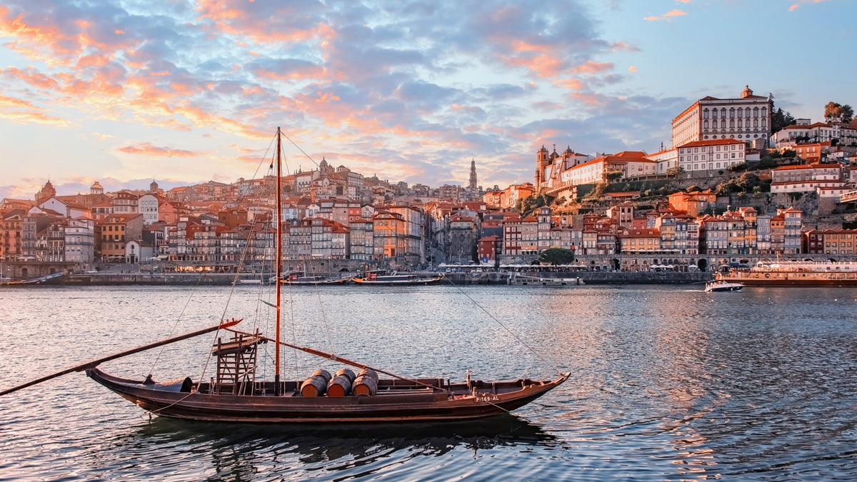 Porto Sunset Glow Wall Mural in your room — zoomed