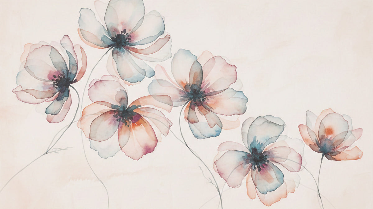 Watercolor Petals Wall Mural in your room — zoomed