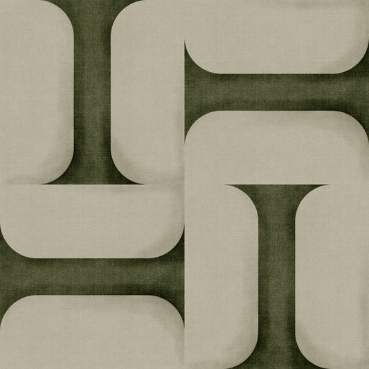 Modern Textured Tiles Olive Wallpaper⁠
