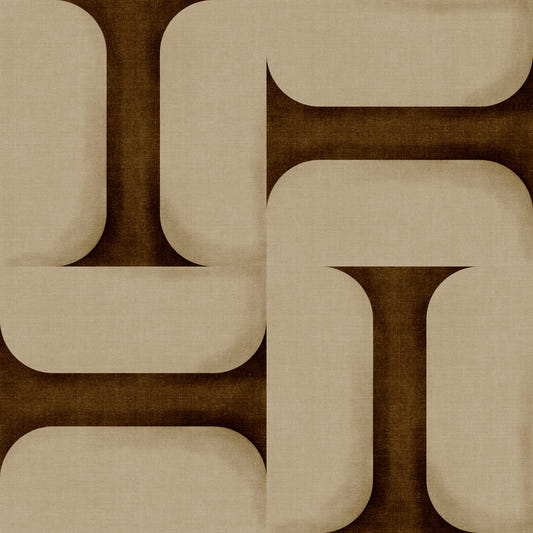 Modern Textured Tiles Umber Wallpaper⁠