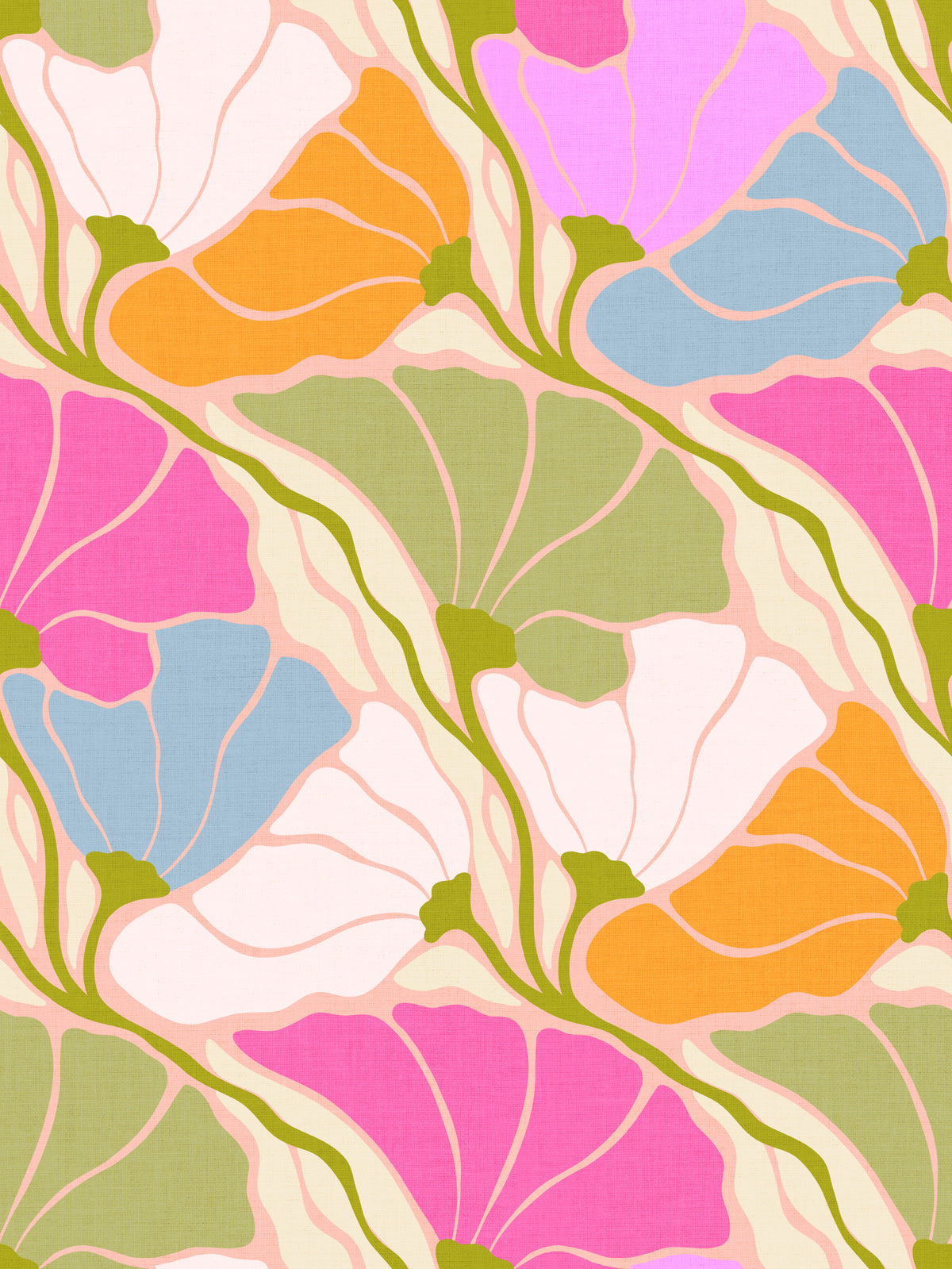 Art Nouveau Botanica Fan Flow - Bloom Burst Wallpaper⁠