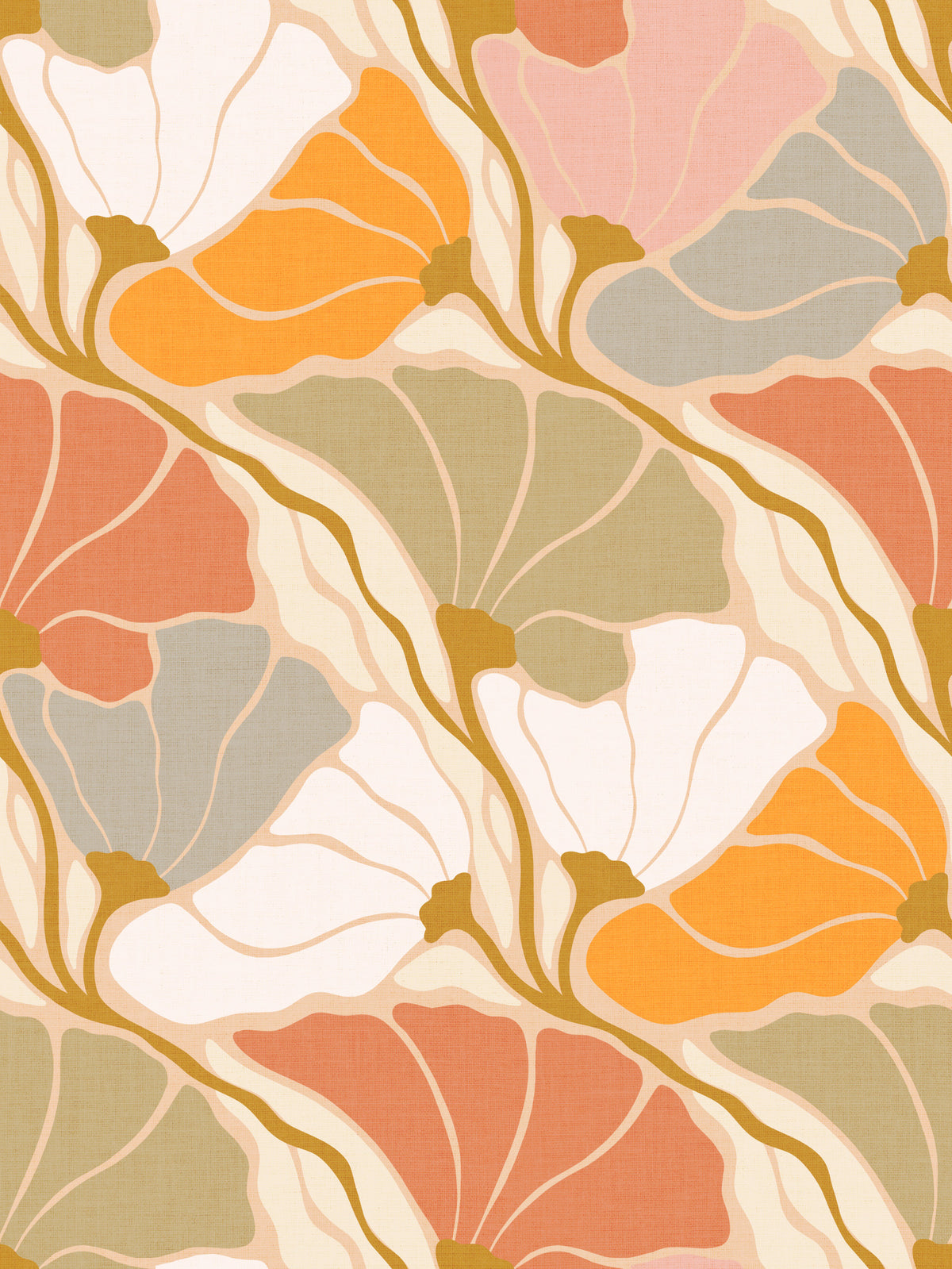 Art Nouveau Botanica Fan Flow - Cosy Blooms Wallpaper⁠ in your room