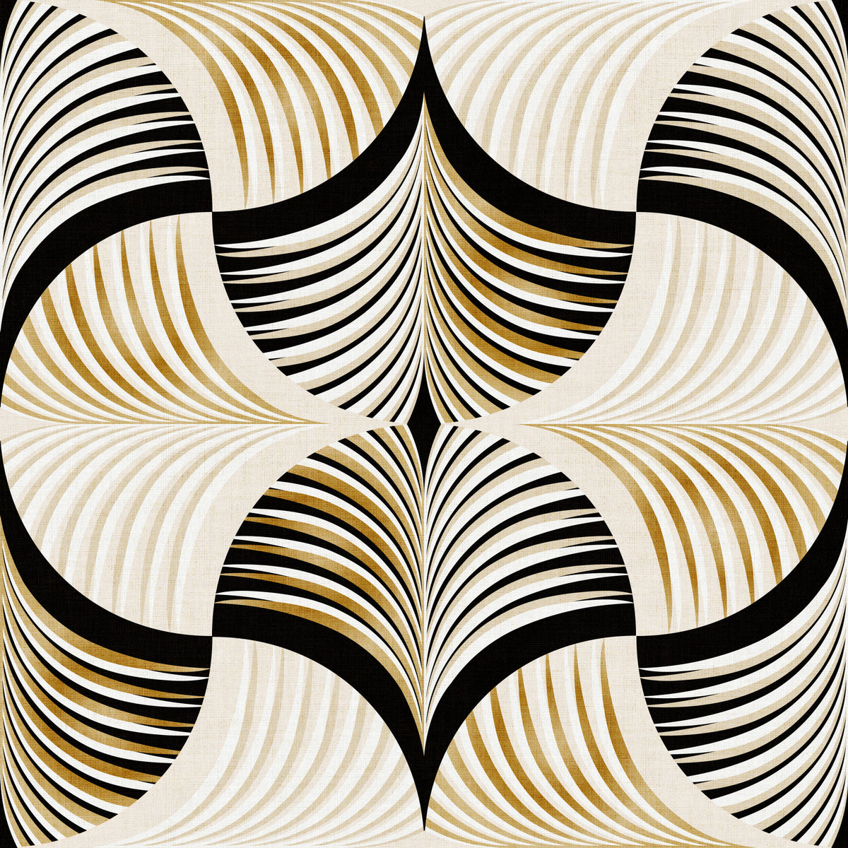 Art Deco Botanical Palm Fan Gold and Black Wallpaper⁠ in your room