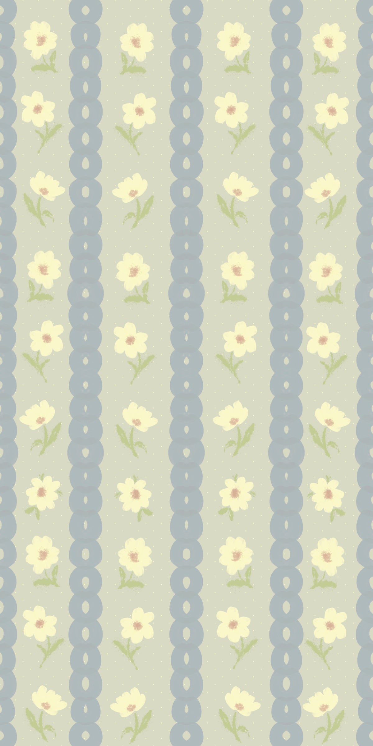 Soft Daisy Stripes Wallpaper⁠ in your room