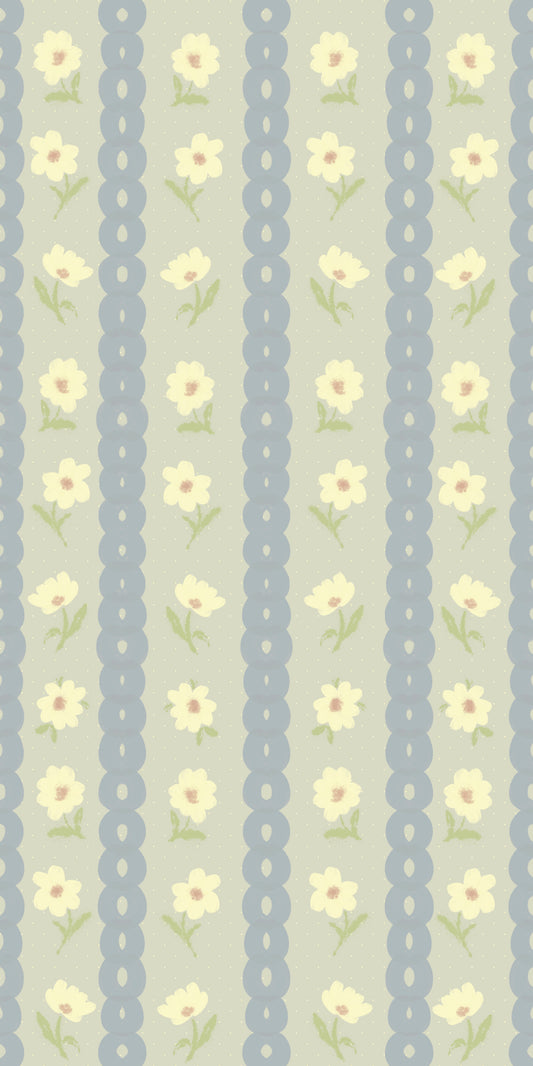 Soft Daisy Stripes Wallpaper⁠