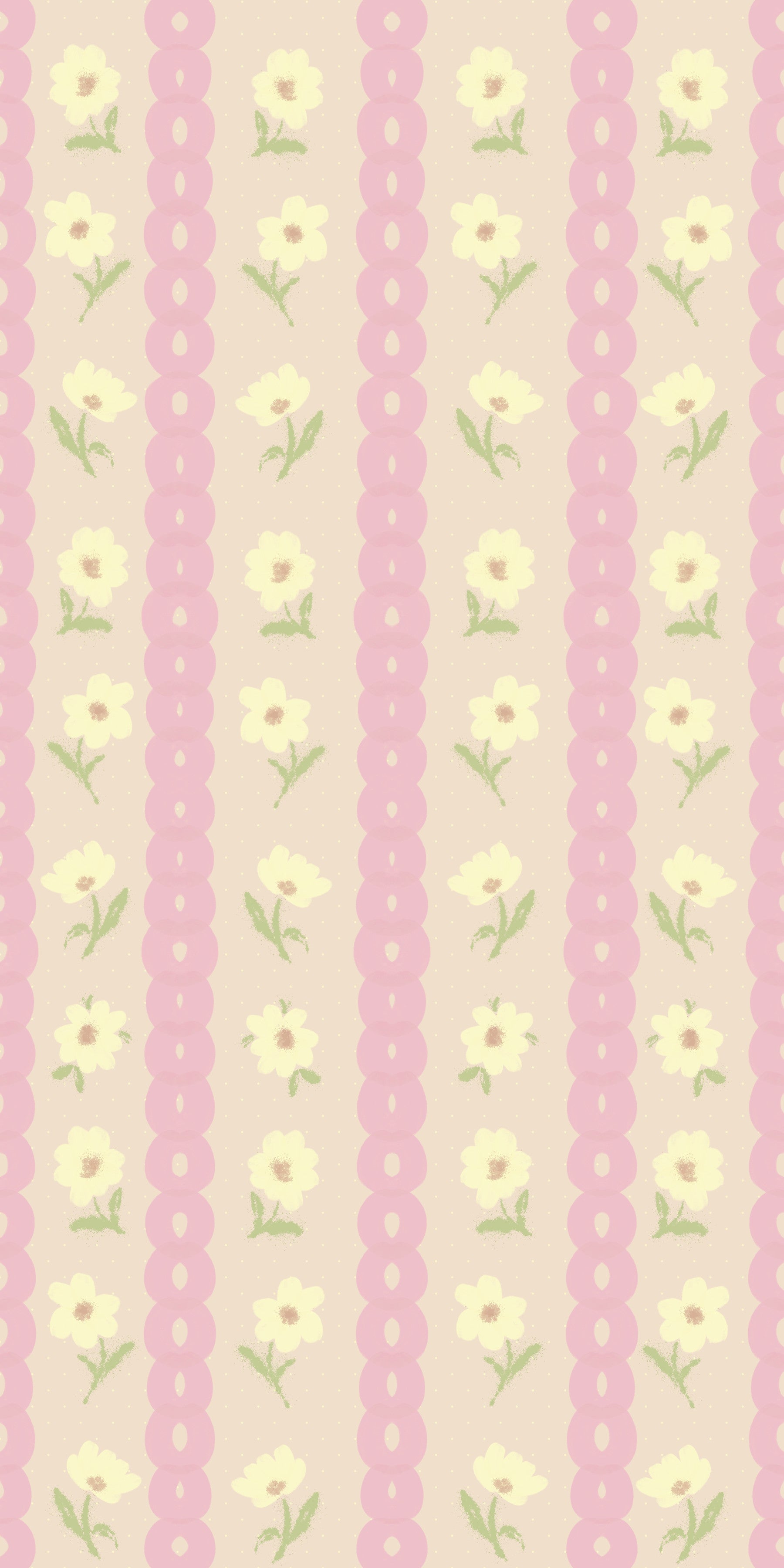 Soft Bloom Stripes wallpaper mural on an entryway divider wall behind a brown velvet bench in pink and cream