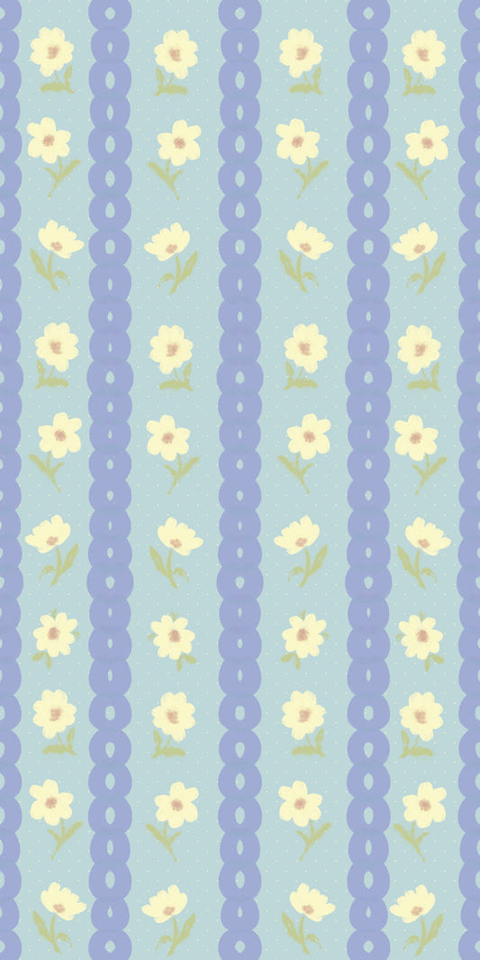 Blue Bloom Stripes Wallpaper⁠
