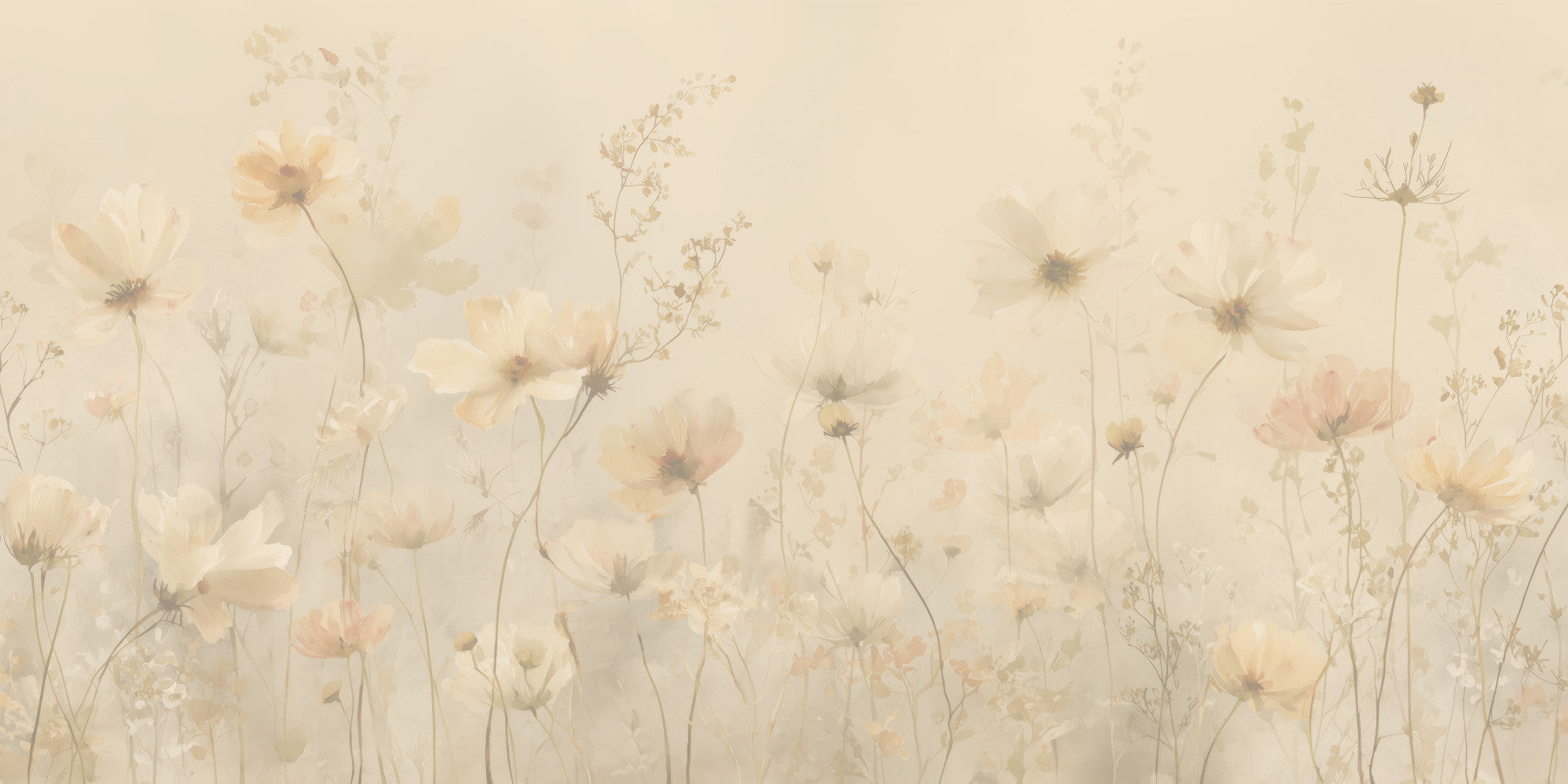 Poetic Soft Floral – Honey Wall Mural in your room — zoomed