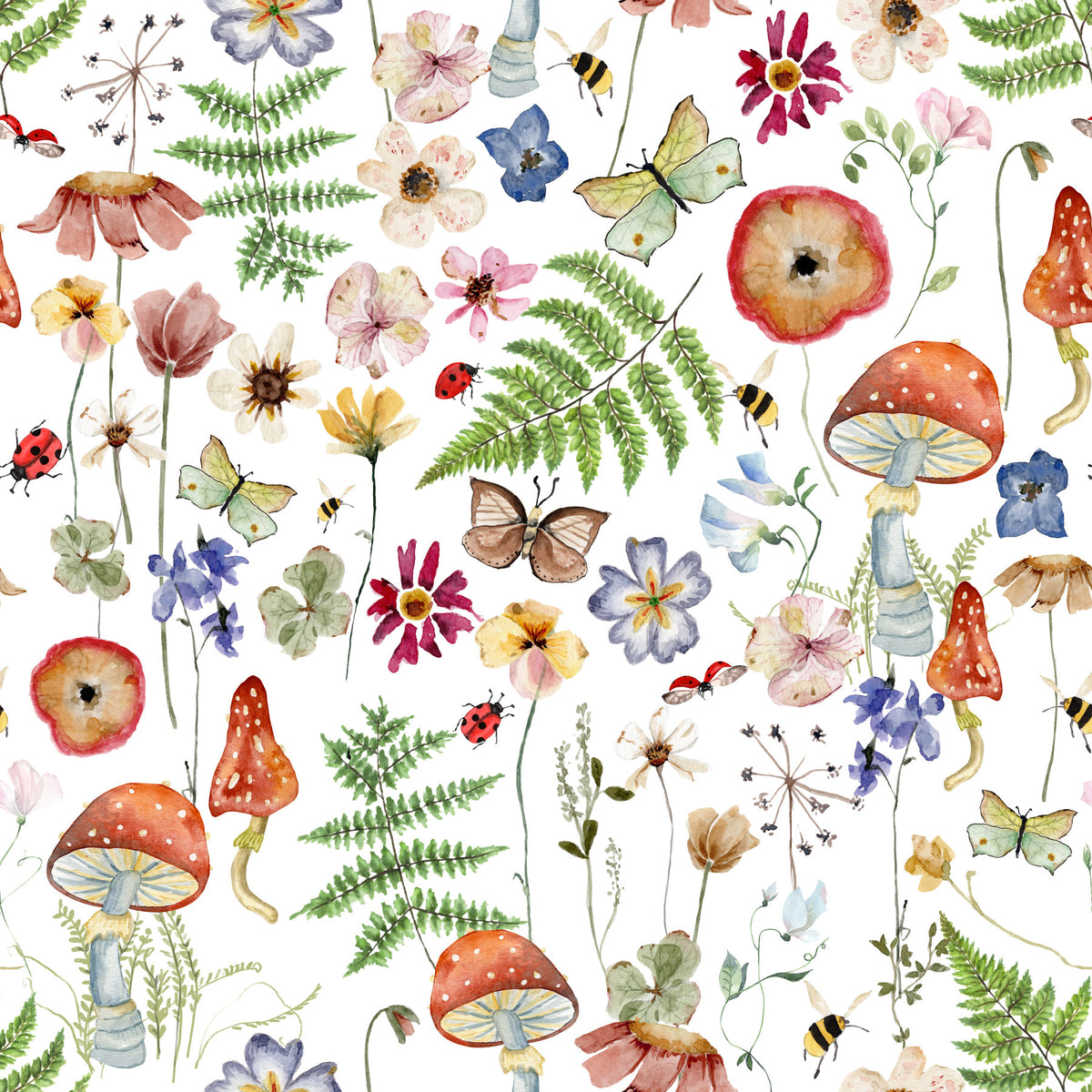 Whimsical Watercolor Meadow By Uta Naumann Wallpaper⁠ in your room — zoomed